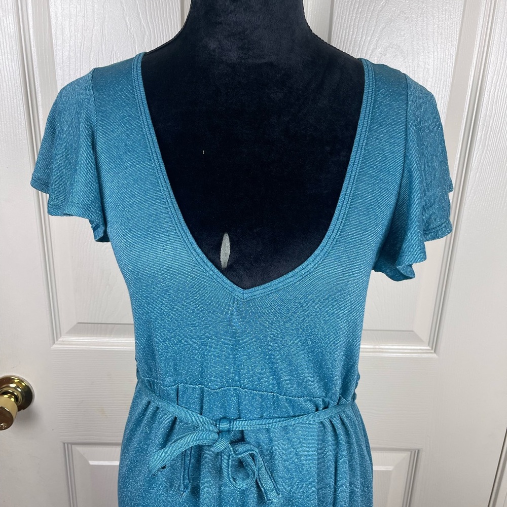 Michael Stars Short Sleeve Tie Waist Midi Dress One Size Fits All - Picture 5 of 8